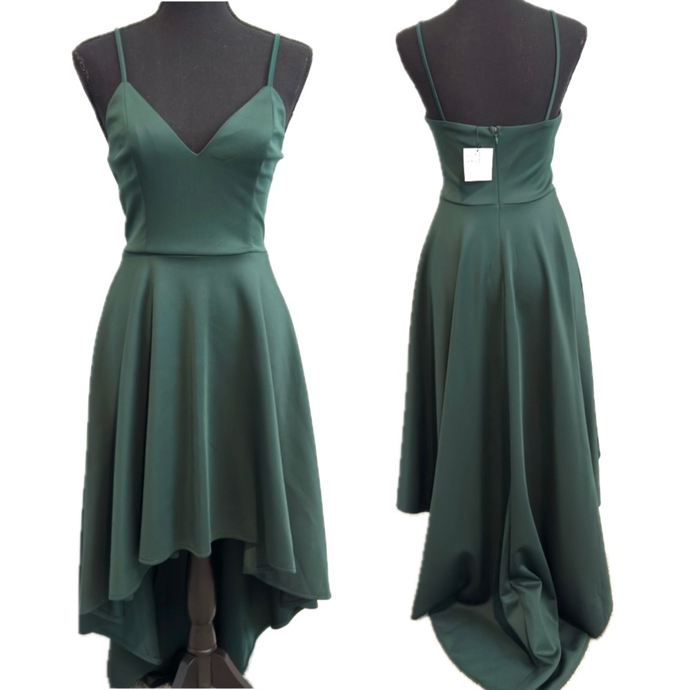 Lux Wave NWT Emerald Green High Low Dress S - Picture 2 of 16